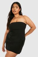 vestido plus mini skater palabra de honor negro