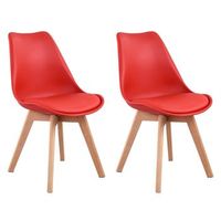 pack de 2 sillas escandinavas rojas con cojin nora