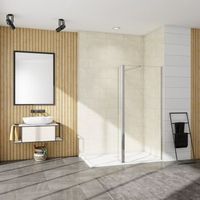 aica walkin mampara panel de ducha 2 hojas panel fijolateral giratorio vidrio 8mm antical con barra ajustable 73-120cm 739-75930x200cm