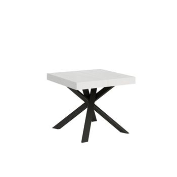Mesa extensible 90x90/194 cm efecto madera fresno blanco, hierro