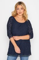 yours top azul marino calados con puntilla mujer curvy y tallas grandes yours