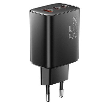 [GaN Tech] MENSAJE RC65WCF Cargador USB PD de 65W con 3 puertos, USB-A + 2 USB-C PD3.0 QC4.0 PPS, Adaptador de Carga Ráp