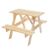 mesa de picnic infantil - 81x60xa50 cm- para exterior o interior-set infantil de mesa y bancos de madera timbela m012-1
