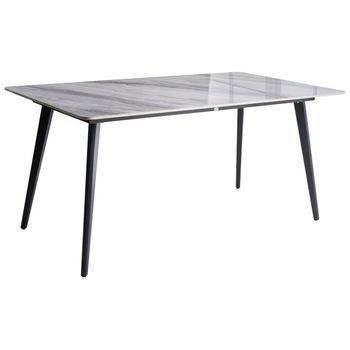 Mesa De Comedor De Jardín Tablero De Piedra Sinterizada Estructura De Hierro Resistente A Los Rayos Uv Al Agua Y Al Óxido Interior Y Exterior Mármol Gris Y Negro Rodallo