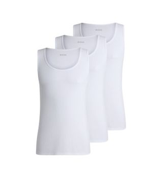 BOSS para hombre. 50542132 Pack 3 Camisetas Logo Bordado blanco (S), Homewear, Algodón, Sin mangas / Tirantes