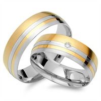 alianzas 18 quilates oro amarillo-blanco con diamante