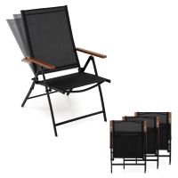 costway juego de 4 sillas plegables para exterior ligera con respaldo reclinable marco metal para picnic playa sin montaje carga 150kg negro