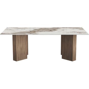 Mesa De Centro De Madera Con Tablero De Cerámica  - 120 X 60 X 40 Cm - Marrón