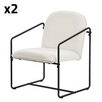 2x sillones de comedor beige con patas de acero negro tapizado