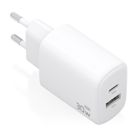 cargador aisens gan 30w 1xusb-c pd30 qc40 1xusb-a qc30 blanco
