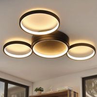 nettlife lampara de techo led  negro calido 29w moderna con 4 anillos lampara de diseno lampara decorativa para dormitorio para habitacion infantil
