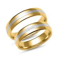alianzas de oro amarillo y blanco con 5 diamantes