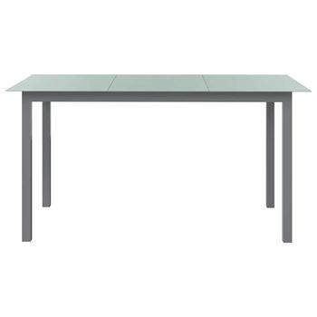 Mesa De Jardín | Mesa De Exterior De Aluminio Y Vidrio Gris Claro 150x90x74 Cm