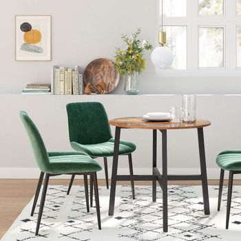 Mesa de comedor redonda 80 x 80 x 75 cm de color marrón y negro