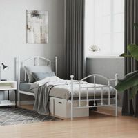 cama individual  cama para adultos  estructura cama metal con cabecero y pie cama blanca 80x200 cm cfw750867
