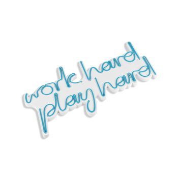 Iluminación Led Decorativa De Plástico Work Hard Play Hard Azul 55x36x2 Cm