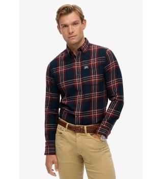 Superdry para hombre. M4011047A Camisa Lumberjack marino (M), Casual, Algodón, Manga larga