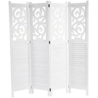biombo de madera blanca de 4 paneles 170x160cm par04035