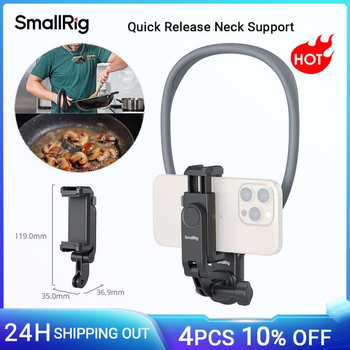 Soporte de cuello de liberación rápida SmallRig, interfaz magnética Montaje con un solo clic/botón de liberación para teléfono inteligente con un ancho de 59-92 mm -5128