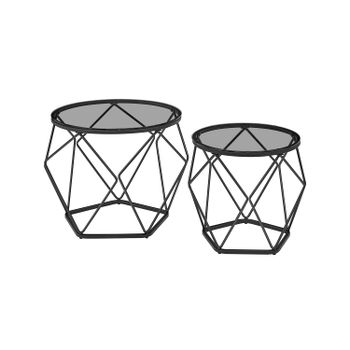 Mesa de Centro Redonda, Gris Pizarra + Negro / 50Diámetro x 40A cm