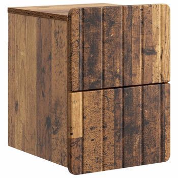 Mesita De Noche De Pared Madera Envejecida 33 X 34,5 X 43 Cm Vidaxl