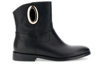 botines de piel con accesorio dorado black