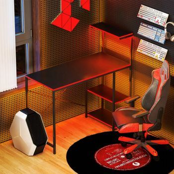 Mesa Gaming De Melamina Acero Homcom 110x50x113 Cm Negro