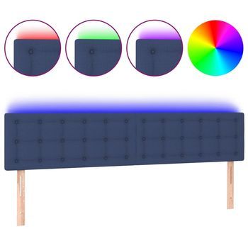 Cabecero Con Led De Tela Azul 200x5x78/88 Cm Vidaxl