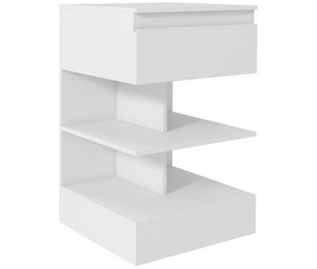 Homcom mesita de noche mesa auxiliar con cajón y 2 estantes abiertas para dormitorio salón cama oficina estilo moderno 39x39x65 cm blanco