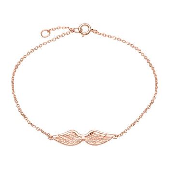 Pulsera de plata 925 colgante ala de oro rosa