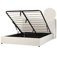 cama con almacenaje de bucle blanco crema 160 x 200 cm otomana cabecero lavaur
