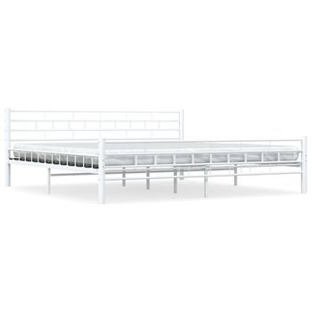 Cama Matrimonial | Cama Para Adultos | Estructura De Cama De Metal Blanca 180x200 Cm