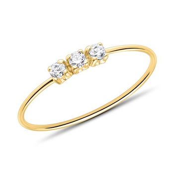Anillo de oro de 9 quilates para mujer con circonita blanca