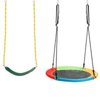 costway set de 2 columpios para ninos columpio elastico y de platillo volador para arbol cuerdas regulables para patio parque infantil jardin