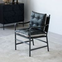sillon auxiliar de cuero negro 60  62  90 cm estructura metalica y reposabrazos