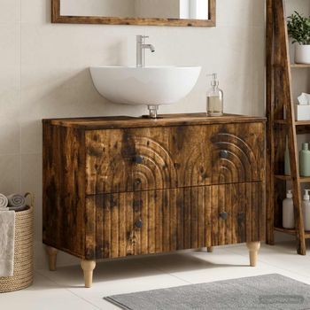 Vidaxl Mueble De Lavabo Para Baño Alkmaar Roble Ahumado