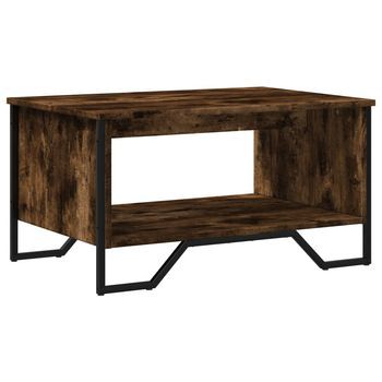 Mesa De Café - Mesa De Centro Madera Contrachapada Roble Ahumado 75x51x40 Cm