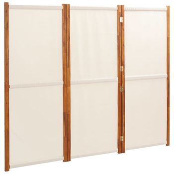 Biombo Divisor De 3 Paneles Blanco Crema 210x180 Cm Vidaxl