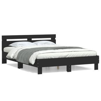 Estructura Cama Con Cabecero Madera Ingeniería Negro 150x200 Cm Vidaxl