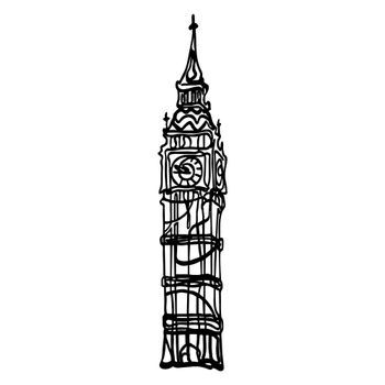 Decoración Pared De Metal Big Ben Negro 28x150 Cm