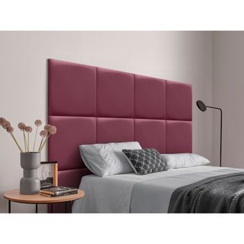 Dhome Cabecero Tapizado Para Camas De 140 De Polipiel Premium Compuesto De Paneles Autoadhesivos Intercambiables Lujo Dormitorio Acolchado (vino Tinto