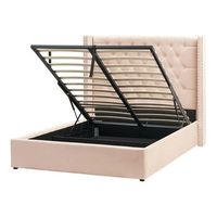 cama con almacenaje de terciopelo beige plateado 140 x 200 cm cabecero lubbon