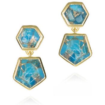 Jorge Revilla Pendientes Pendientes geométricos de turquesa en plata con baño de oro 18k para mujer