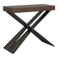 consola extensible 90x40300 cm efecto madera nogal y hierro