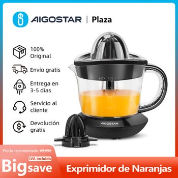 Exprimidor de Naranjas Electrico, 700 ml, 2 Conos Desmontablesy Cubierta Antipolvo, Boquilla Antigoteo, Apto para Lavavajillas