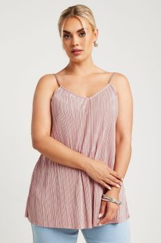 Limited Collection Top Rosa Pálido Plisado De Tirantes, Mujer Curvy Y Tallas Grandes, Limited Collection