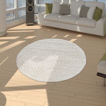 Alfombra peluda Trista crema 120 cm redondo
