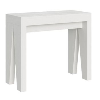 Consola Extensible Blanca 12 Personas 40 A 300 Cm Naxo-soporte 2 Pies