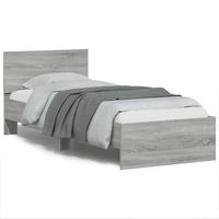 cama individual  cama para adultos  cama con cabecero madera de ingenieria gris sonoma 90x190 cm
