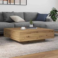 vidaxl mesa de cafe con luces led roble artisan 100 x 100 x 31 cm